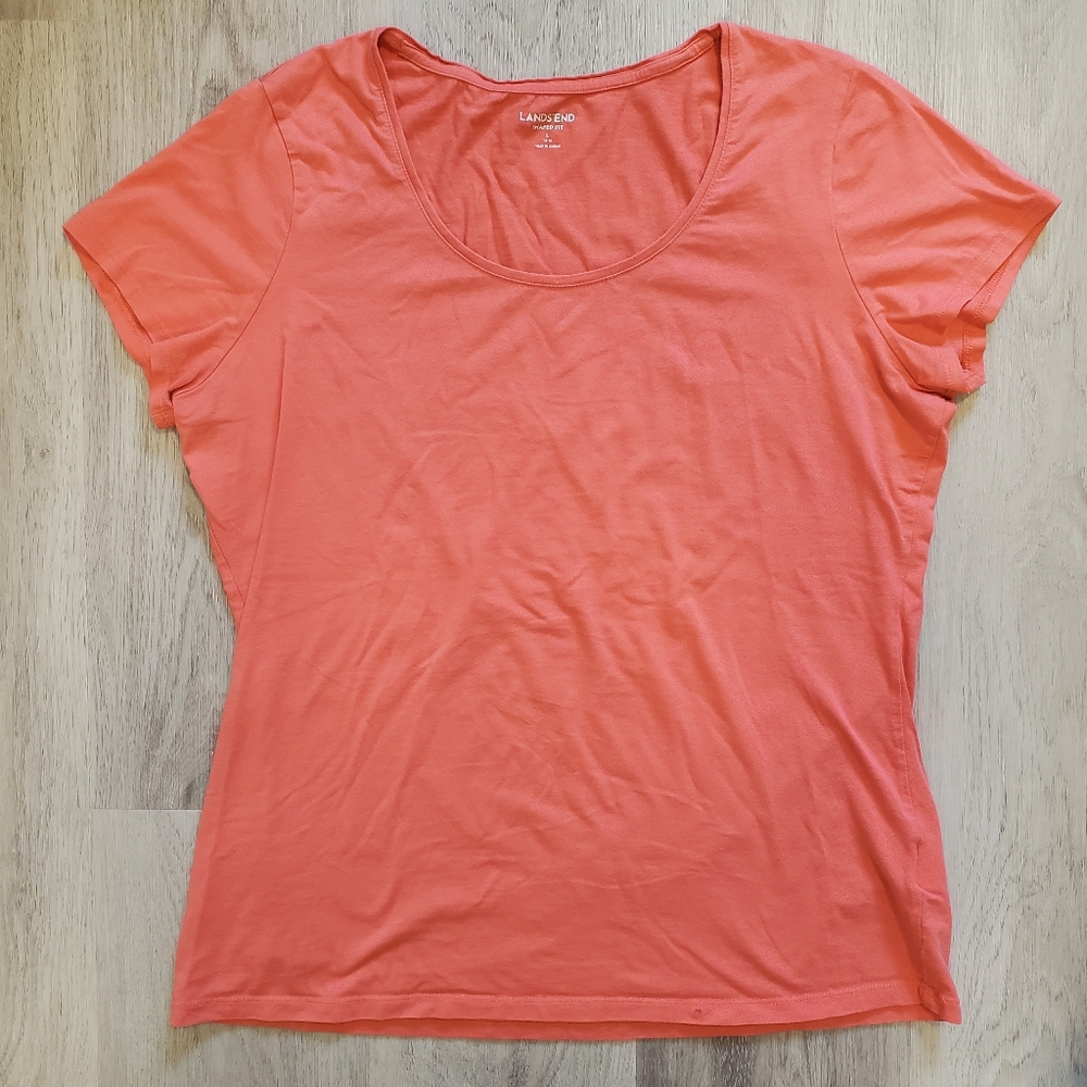 🌟5/$15🌟 Coral Fitted Short Sleeve Tee Shirt - Lands' End - L